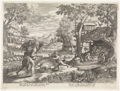Set begrüßt Adam bei dessen Rückkehr vom Feld von Johann Sadeler (I)
