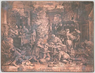 Kupferplatte für Der reiche Mann und Lazarus von Johann Sadeler I