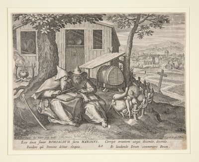 Heilige Romualdus und Marinus (aus Oraculum Anachoreticum, 20) von Johann Sadeler I