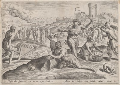 Der Aufseher des Pharao schlägt die Israeliten von Johann Sadeler I