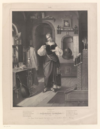 Interieur mit Frau mit Ring in der Hand von Johann Sprick