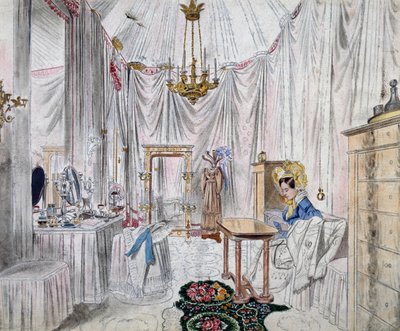 Ankleidezimmer der Kaiserin Carolina Augusta im Schloss von Wien, Aquarell auf Papier von Johann Stephan Decker von Johann Stephan Decker