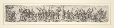 Marschierende Soldaten mit einem Fahnenträger von Johann Theodor de Bry