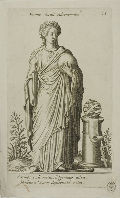 Urania, Muse der Astronomie (Tafel 15 aus Parnassus Biceps) von Johann Theodor de Bry