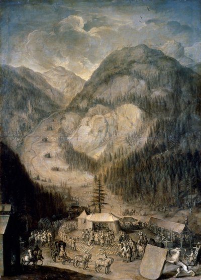 Karl VI., Heiliger Römischer Kaiser, inspiziert die Jagd auf Gämsen in Eisenerz von Johann Veit Hauck