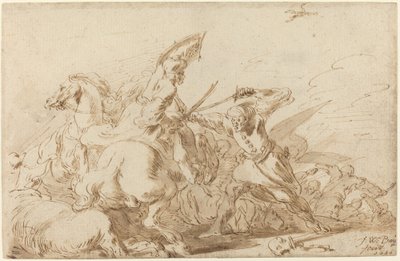 Eine Schlacht zwischen orientalischer Kavallerie und Soldaten, 1636 von Johann Wilhelm Baur