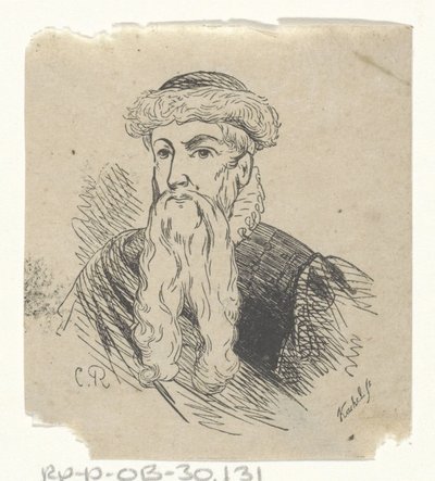 Mann mit einer Pelzmütze und einem Bart von Johann Wilhelm Friedrich Kachel
