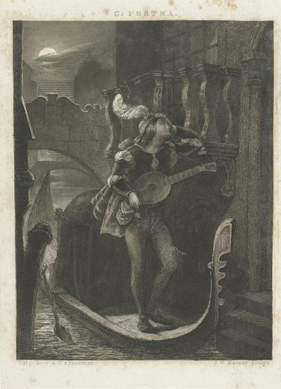 Gondel bei Mondschein von Johann Wilhelm Kaiser (I)