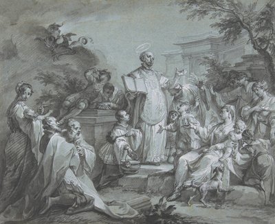 Der heilige Ignatius von Loyola predigt, vor 1761 von Johann Wolfgang Baumgartner