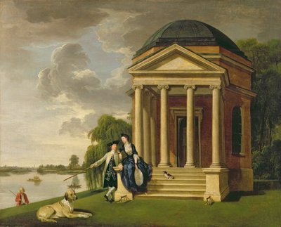 David Garrick (1717-79) und seine Frau bei seinem Tempel zu Shakespeare in Hampton, ca. 1762 von Johann Zoffany