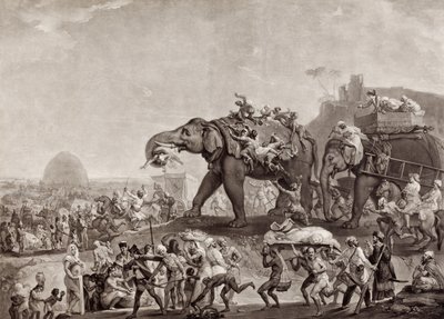 Botschaft von Hyderbeck nach Kalkutta, vom Vizier von Oude, über Patna, im Jahr 1788, um Lord Cornwallis zu treffen, veröffentlicht um 1800 von Johan Joseph Zoffany