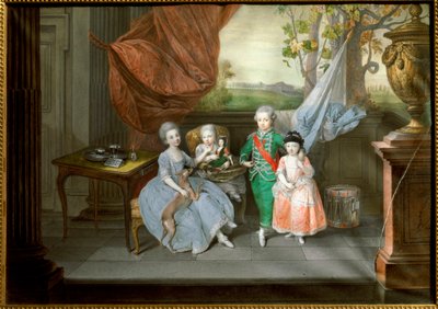 Porträt von Ludwig I. von Etrurien, mit seinen Schwestern Caroline, Marie Antoinette und Charlotte, ca. 1780 von Johann Zoffany
