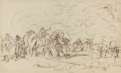 Sandsturm in der Wüste überholt eine Karawane von Johann Zoffany