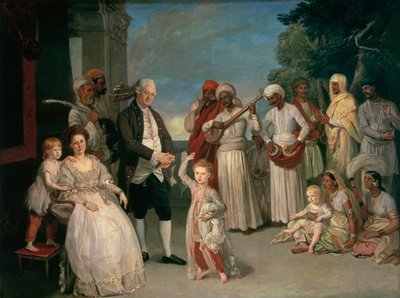Sir Elijah und Lady Impey und ihre drei Kinder von Johan Joseph Zoffany