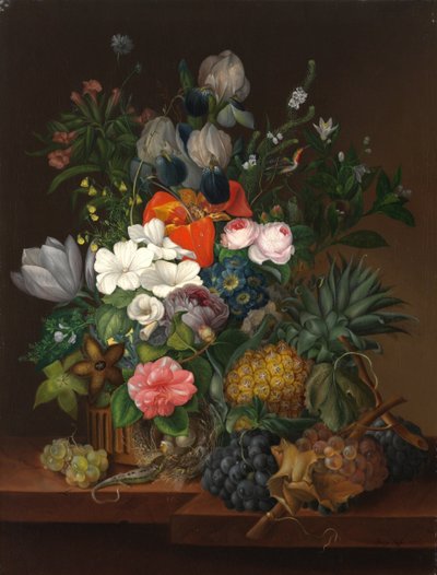 Stillleben mit einer Eidechse und Blumen von Johanna Salm Reifferscheidt