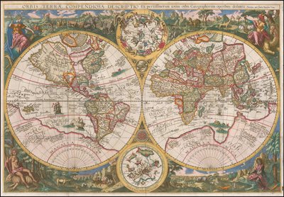 1596 Weltkarte - Orbis Terrae Compendiosa Descriptio Ex peristissimorum totius orbis Geographorum operibus desumpta von Johannes Baptista Vrints