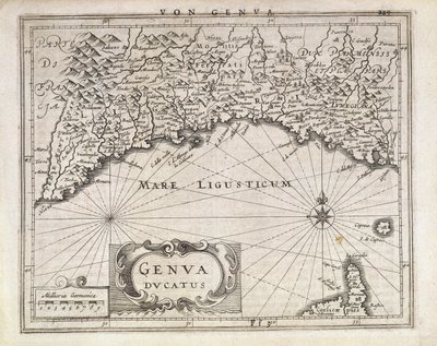 Herzogtum Genua, Karte von Jan Baptist Vrients aus dem deutschen Atlas, Kupferstich, Mitte des 17. Jahrhunderts von Johannes Baptista Vrints