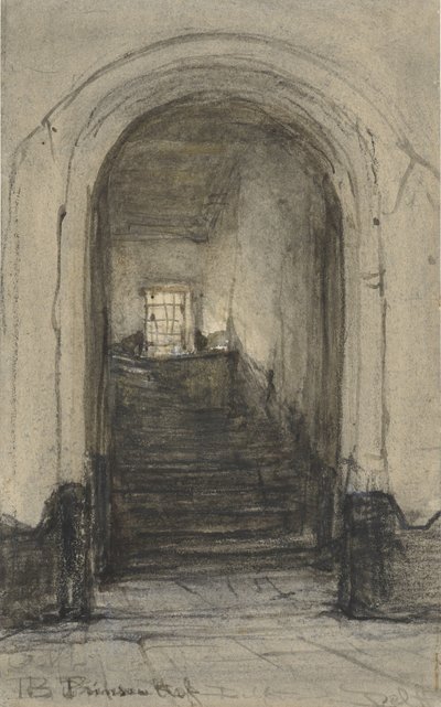 Die Treppe im Prinsenhof in Delft, wo Prinz Wilhelm I. 1584 ermordet wurde von Johannes Bosboom