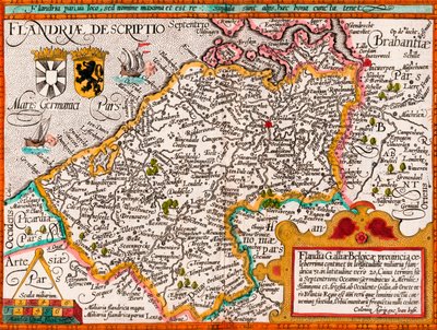 Karte von Flandern, nach Kartograph Matthias Quad aus seinem 