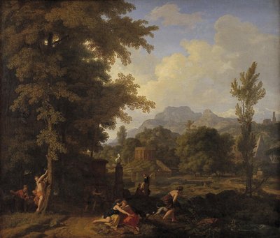 Klassische Landschaft mit Diana (?) und ihren Nymphen von Johannes Glauber