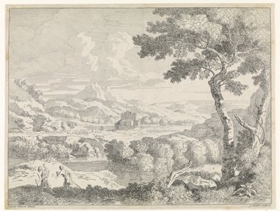 Hügelige Landschaft mit Hirten von Johannes Glauber