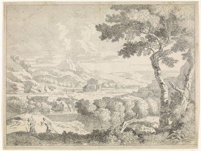 Hügelige Landschaft mit Hirten von Johannes Glauber