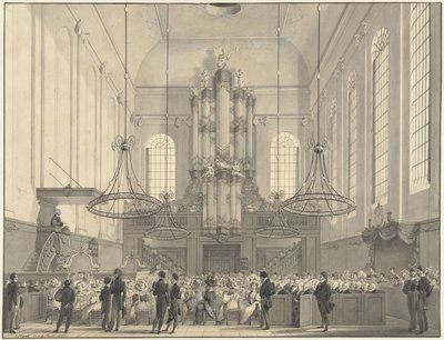 Prof. van der Palm predigt in der Lutherischen Kirche in Den Haag vor der königlichen Familie, 1828 von Johannes Hari (I)