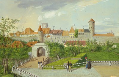 Ansicht des kleinen Küstentors mit Hattorpe- und Stolting-Türmen, Tallinn von Johannes Hau