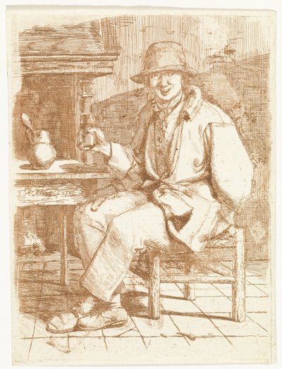 Lachender Mann mit Glas in der Hand von Johannes Huibert Prins