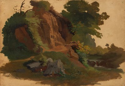 Felsvorsprung an einem Bach in der römischen Campagna, ca. 1835-40 von Johannes Jakob Frey