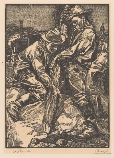 Bauarbeiter bei der Pfahlgründung von Johannes Josephus Aarts (signed by artist)