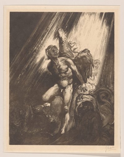 Gefallener Engel, der sich gegen einen Felsen lehnt von Johannes Josephus Aarts (signed by artist)