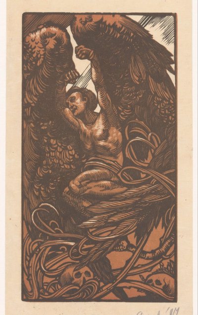 Geflügelte Frau mit Schädeln von Johannes Josephus Aarts (signed by artist)
