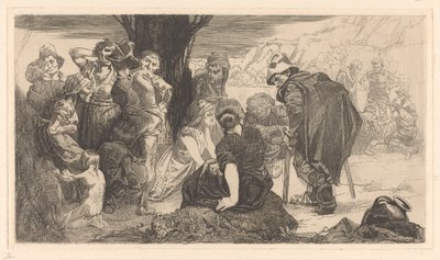 Männer, Frauen und Kinder bei einem Baum von Johannes Josephus Aarts