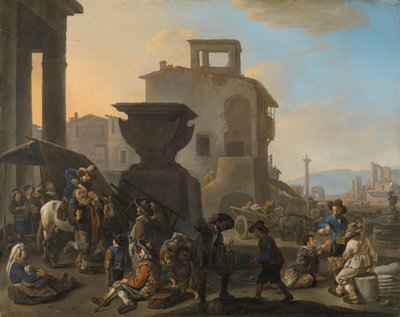 Italienischer Marktplatz mit einem Quacksalber von Johannes Lingelbach