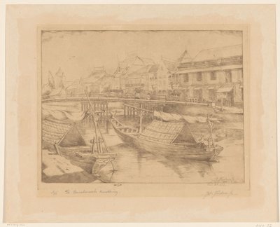 Rote Brücke in der Unterstadt von Surabaya auf Ost-Java von Johannes Nicolaas