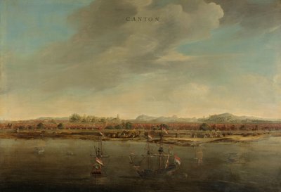 Ansicht von Kanton in China von Johannes Vinckboons (attributed to)