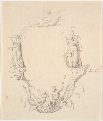 Entwurf für eine Titelvignette zu einer Seekarte (mit dem Text: Pass Kaart over Kattegattet, herausgegeben vom Seekartenarchiv 1799) von Johannes Wiedewelt