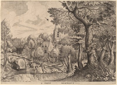 Pagus Nemorosus (Waldiges Dorf) von Johannes and Lucas van Doetechum after Pieter Bruegel the Elder