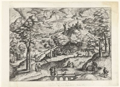 Landschaft mit Taufe Christi von Johannes of Lucas van Doetechum