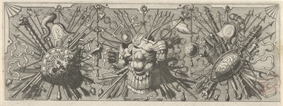 Panoplia. Fries mit römischen Waffen, oberer Teil von Johannes of Lucas van Doetechum