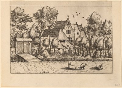 Landhaus mit Graben von Johannes van Doetechum, the Elder and Lucas