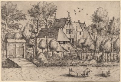 Landhaus mit Graben von Johannes van Doetechum, the Elder and Lucas