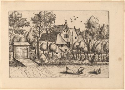 Landhaus mit Graben von Johannes van Doetechum, the Elder and Lucas