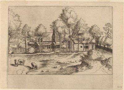 Dorf mit Kirche von Johannes van Doetechum, the Elder and Lucas