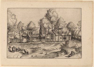 Dorf mit Kirche von Johannes van Doetechum, the Elder and Lucas