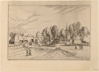 Dorf mit Kirchturm von Johannes van Doetechum, the Elder and Lucas