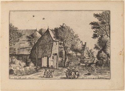 Dorfstraße mit Ziehbrunnen von Johannes van Doetechum, the Elder and Lucas