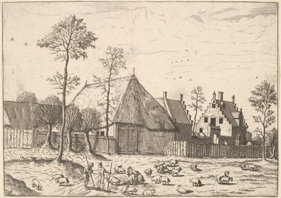 Schuppen mit Hütte, aus Die kleinen Landschaften von Johannes van Doetecum I