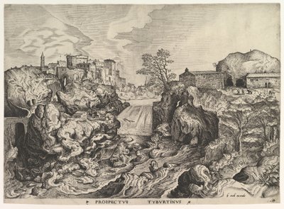 Blick auf den Tiber Tivoli Prospectus Tyburtinus aus Die großen Landschaften, ca. 1555-56 von Johannes van Doetecum I